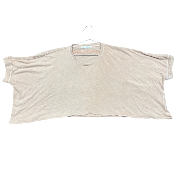 Free People Tops - Free People We The Free Tee XS Boxy Cropped Raw Hem Coral Boho Minimalist